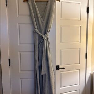 Gray Sleeveless Wrap Dress